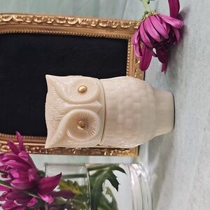 Cream and Gold Owl Figurine/perfume Bottle By Avon